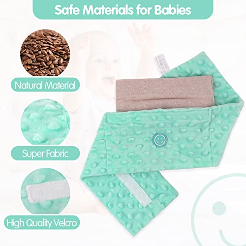 Baby Colic and Gas Relief Flaxseed Heated Tummy Wrap for Newborns | Baby Heating Pad Belly Band, Natural Relief for Upset Stomach for Fussy Babies Infants, 0-3 Years - color: Green
