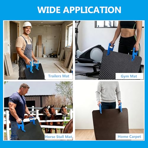 Heavy Duty Stall Mat Gripper, Pair of Mat Movers Tool for Horse Stalls Mat Handlers for Gym Mat, Trailer Mat Effortless Remover for Thick Rubber Mats in Barn,Home Saves Back and Hands