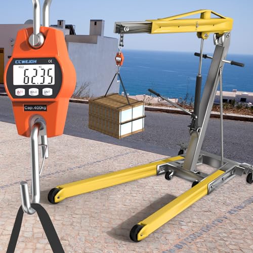 Hanging Scale Handheld 880lb/400kg Crane Scale Luggage Scale,with ABS Plastic case & Big LCD Display, Portable Digital Mini Crane Scale Fishing Scale,for Gym,Hunting,Travelling - color: Orange（880lb/400kg）
