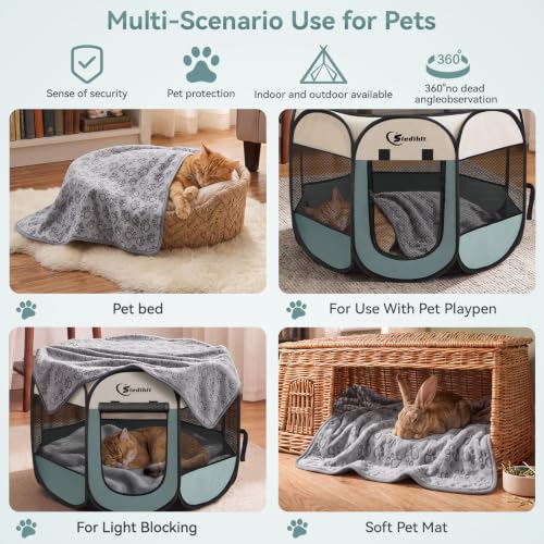 Sieidihit Dog Cat Playpen Tent Crate Cage with Blanket, Small Grey | Rest Zone for Recovering Pets New Pet Quarantine Room Portable Pop Up Easy to Set up lightweight dog Kennel with Carrying Bag - color: Grey with Blanket