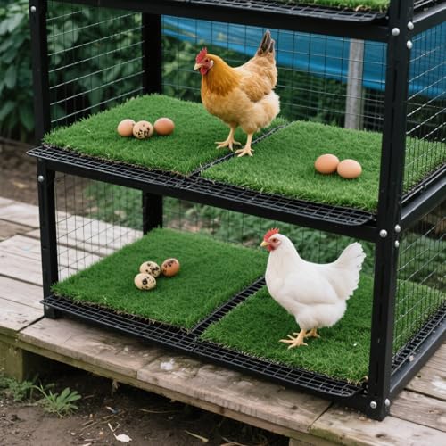 8 Pack 11.8"x11.8" Chicken Nesting Pads for Chicken Coop - Green | Reusable Plastic Artificial Grass Nesting Box Pads Washable Chicken Nesting Pads for Pet Garden Lawn Indoor Outdoor
