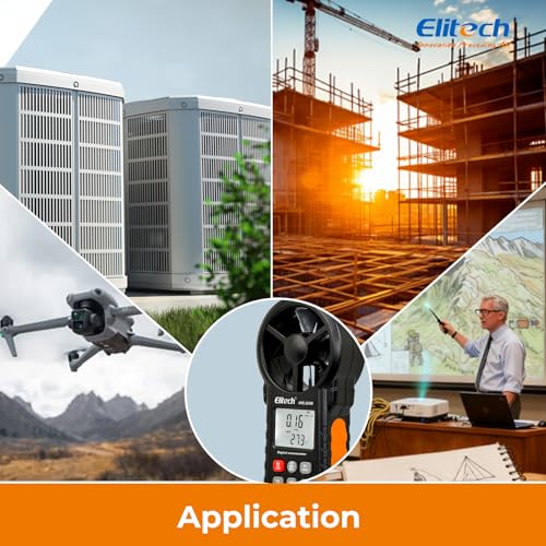 Elitech ANE-200W HVAC Anemometer, Air Flow & Temp Meter with Bluetooth | Temperature Measurement, USB Data Export, Air Flow CFM/CMM Measurement, Drone Flights & HVAC Use