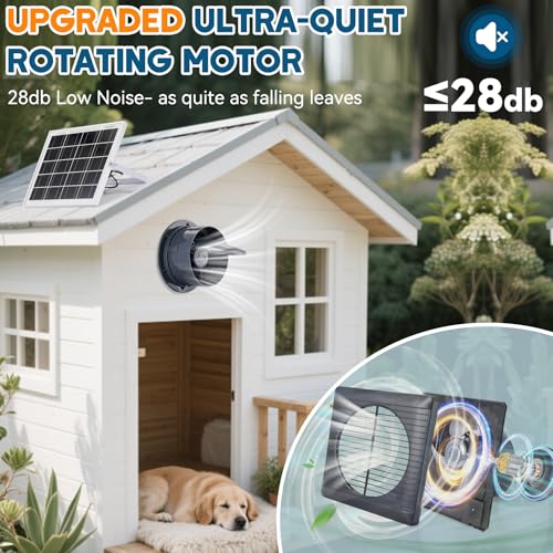 Solar Exhaust Fan with 25W Solar Panel, 6" Solar Powered Vent Fan for Chicken Coop, Greenhouse & Shed, 385 CFM Ventilation Fan with Anti-Backflow Valve, Quiet Brushless Outdoor Cooling - size: 6inch