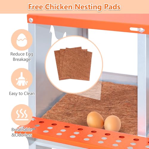 3 Compartment Galvanized Steel Nesting Box Wall Mount | Galvanized Steel Rustproof & Weather Resistant|Vented Design Keeps Interior Dry & Odor Free|Tool-Free Assembly - size: 31.8"L x 17.0"W x 15.0"H