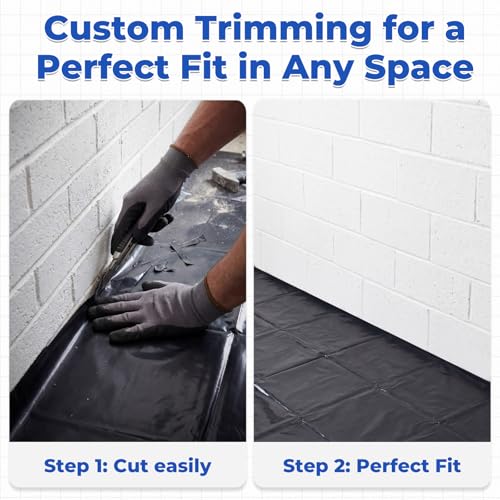 Garage Floor Mat 9.84 x 19.68 FT, Large Waterproof PVC Parking Mat for Car SUV Truck, Trimmable Garage Floor Protector for Snow Mud Oil, Non-Slip Under Car Pad Easy to Clean, Black