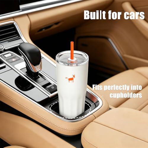 CHEERFUL GOAT Ceramic Travel Tumbler Ceramic Coffee Mug with 2 Lids | 21 OZ Stainless Steel Coffee Tumbler with Ceramic Liner,Cup for Hot and Cold at Home, Office, or On the Go （White） - color: White