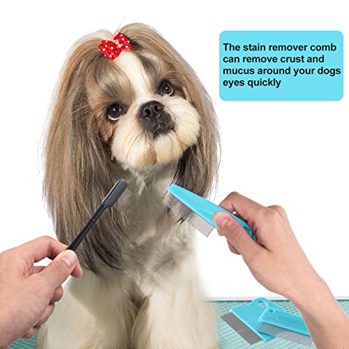 5 Pieces Dog Eye Combs Tear Stain Remover Combs Pet Grooming Comb for Small Dogs Gently Removing Eye Mucus and Crust (Light Blue, Black) - color: Black,Blue
