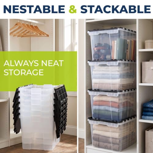 12 Gallon Clear Storage Tote with Flip Lid, Standard Duty, Pack of 1 | 22.25"×14.75"×12.5" Lightweight Stackable Plastic Storage Bin with Flip Lid and Wipe-Clean Label - Made In USA - style: Standard Duty