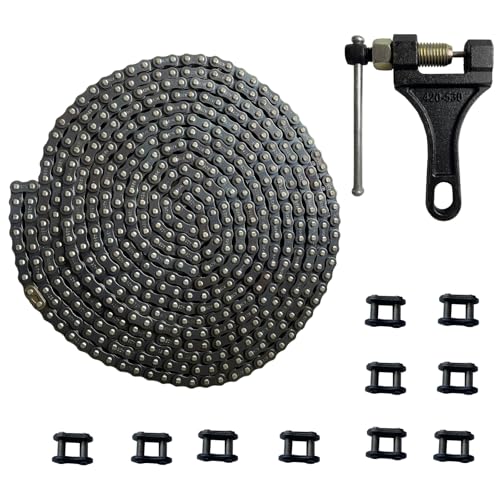 08B Roller Chain 20 Feet 480 Link with Chain Breaker | with 10 Connecting Links for Chain Driven Sliding Gate Opener for Replacement and Extension 08B Metric Standard 428#