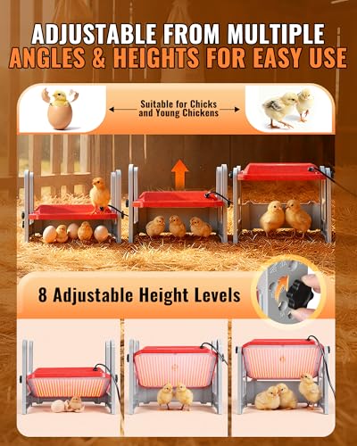 Chicken Brooder Plate, Smart Chick Heat Brooder Adjustable Temperature with LCD Display, 50W Chick Heater with 3-Sided Panels, 10"x10" Coop Accessory for Chicken Coop, Ducklings