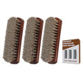 100% Horsehair Brush Professional Premium Horsehair Shoe Brush Dauber Applicators for Leather Shoes Boots Coats Purses Soft Horsehair with Curved Wood Handle for Grip Leather Shine Polish (3pcs) - style: 7" Brush 3pcs