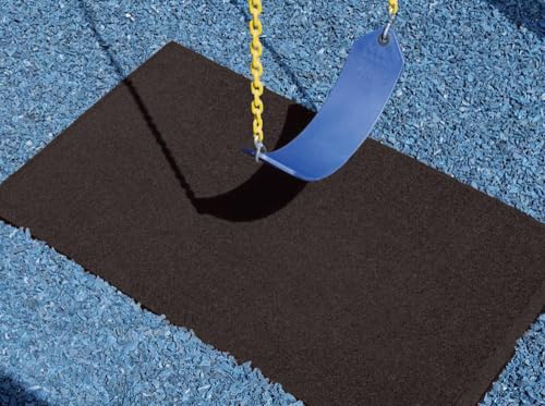 Heavy Duty Commercial Grade Rubber Playground Safety Mat - Playground Protection Mat for Swings and Slides - 54" Long X 32" Wide x 2" Thick (Brown) - color: Brown