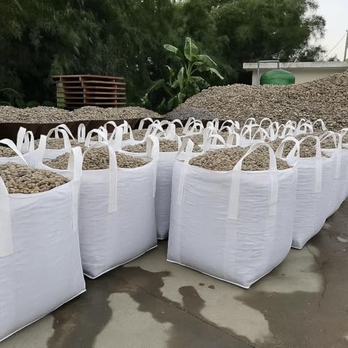 5 Pack FIBC Bulk Bags, 1 Ton Capacity Each, 2200lbs SWL Polypropylene | 35x35x43", Large Reusable Super Sacks for Yard Waste, Firewood, Grain(costales para maíz), Construction Debris, and More