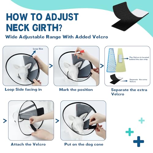 Supet Dog Cone Collar to Stop Licking, Elizabeth Recovery Collar After Surgery for Large, Medium, Small Dogs, Pet Head Cone Alternative - color: Grey, size: S(Neck: 11.5~12.6")