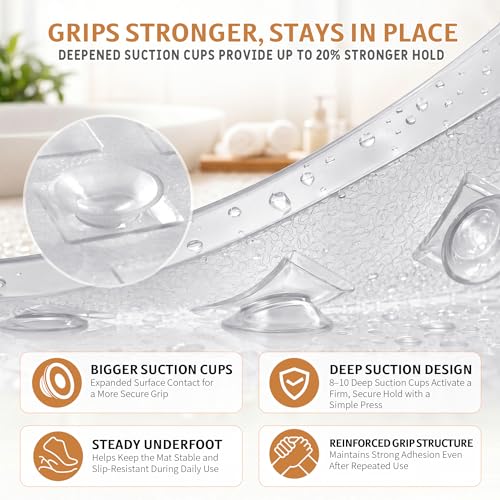 Yimobra Bathtub Mat Non Slip, Shower Mat with Strong Suction Cups & Drain Holes, 28"X16", Anti Slip Bath Tub Mat for Inside Shower, Machine Washable Fast Drying, Bathroom Essentials, Clear - color: Clear, size: 27.5 X 15.5 Inch