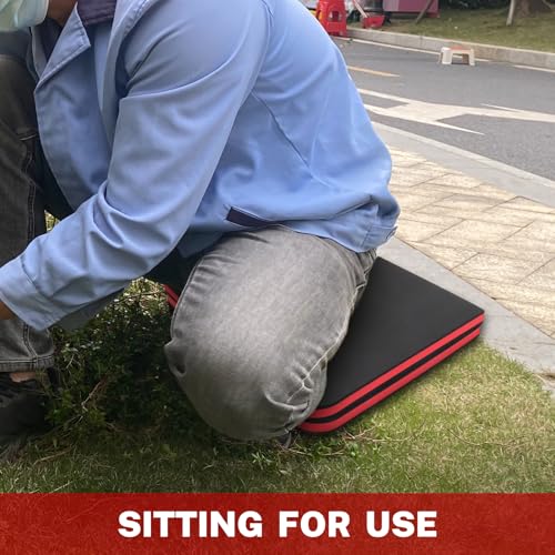 0.9 Inch Thick Foldable Mechanic Kneeling Pad, 23.6 x 15.7 Inches | High-Density PE Foam Knee Cushion with 2 Pockets, Double-Sided Nonslip Surface and Carry Handle for Gardening and Repairs - size: 23.6in Length-1-Fold