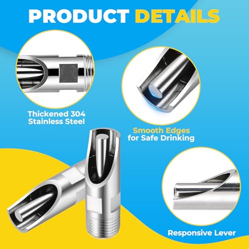 NATGAI 20 Pack Pig Water Nipple, 1/2" NPT Stainless Steel Automatic | Pig Nipple Waterer, Heavy Duty Hog & Swine Water Drinker Feeder, Pig Nipple Drinker for Sows, Piglets & Goats Drinking System