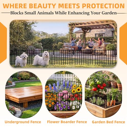 HIHADUUM 20.57ft Animal Barrier Fence - 1.2" Gap & 3.75mm Heavy-Duty Garden Fence Animal Barrie Rustproof No Dig Fence Panels for Dig Dog Fence Outdoor for Yard, Garden Fencing & Garden Edging Border - size: 20.57 ft(L) X 13 in(H), 19 Pack