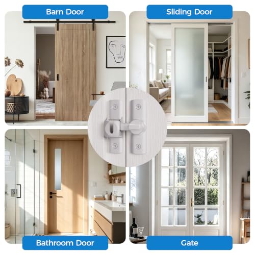 ESINAM Gate Latch, 90/180° Sliding Barn Door Lock, Heavy Duty Flip Latch with Screws, for Bathroom, Garden and Cabinet, Silver-2Pack - color: Silver