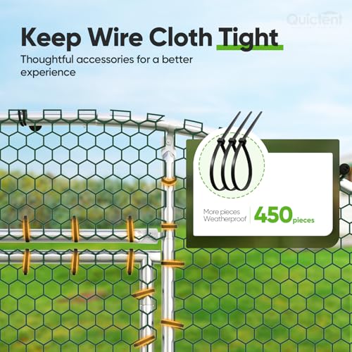Quictent Essential Series 12x9ft Metal Chicken Coop Run w/Climbing Ladder | Walk-in Outdoor Poultry Cage with PVC Coated Chicken Wire, Hen Duck Rabbit Farm House, Waterproof Anti-UV Cover - size: 12x9ft
