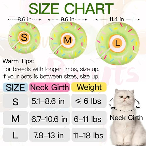 Cat Cone Collar Soft, Cute Cat Donut Collar After Surgery, Adjustable Kitten Recovery Cones to Stop Licking, Lightweight Neck Elizabethan Collars for Cats Kittens (Green, Small) - color: Green, size: Small
