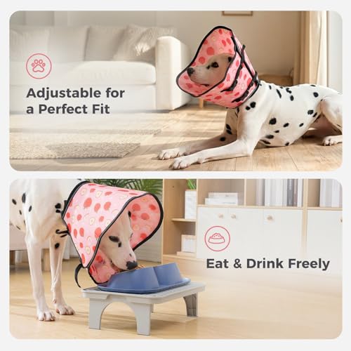 Avont 2026 Upgraded Dog Recovery Collar, Breathable Elizabethan Collar, S | Soft Dog Cone Alternative After Surgery to Stop Licking, Foldable/Adjustable/Secure-Fit for Medium Large Dogs, Apple - color: Apple, size: S Neck:(11.4"-12.6") Depth:(7.9")