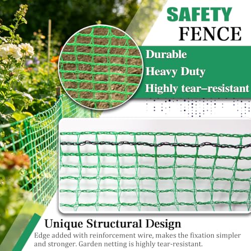 Garden Fence 4 x 30 FT,0.4" Mesh Plastic Fencing,50PCS Zip Ties | Deer Fence Temporary Fence Snow Fence Safety Fence,Construction Fencing for Yard,Rabbits,Chicken,Dogs,Animal Barrier,Green - size: 4ftx30ft