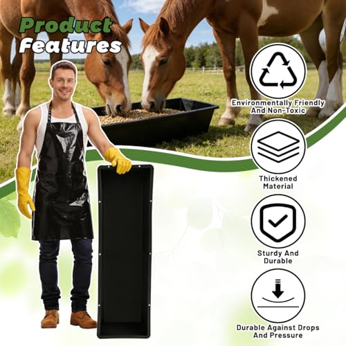4 Pcs 12 Gallon/48 Quart Large Capacity Livestock Water Trough, 39 Inch Long Plastic Livestock Feeding Trough for Pig, Calves, Sheep, Horses, Alpacas and Goats Farm Animal Feeding