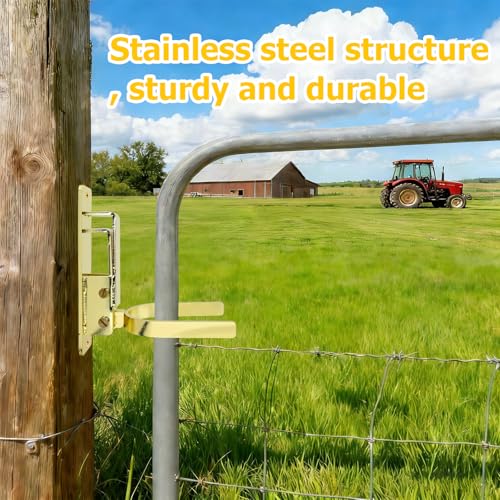 Heavy Duty Automatic Locking Gate Latch (2-Pack) - Farm/Ranch Fence Latch with Zinc Coating, One-Hand Operation & Spring Lock, Easy Install for Wood/Metal/Pipe Fences