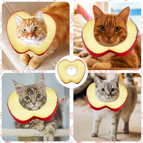 Cat Cone Collar Soft, Adjustable Cat Recovery Cone (Apple, S) | Stop Licking, Cute Kitten Donut Collar After Surgery, Elizabethan Collars for Kittens, Lightweight Cats Neck Cones - color: Apple, size: Small
