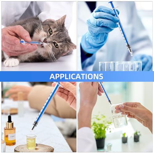 20 Pack 1ml Syringe for Liquid, 1cc Colostrum Syringes, Plastic Small Syringes with Cap for Scientific Labs, Measuring Liquids, Oral Dispenser, Feeding Pets - Individually Sterile Packed