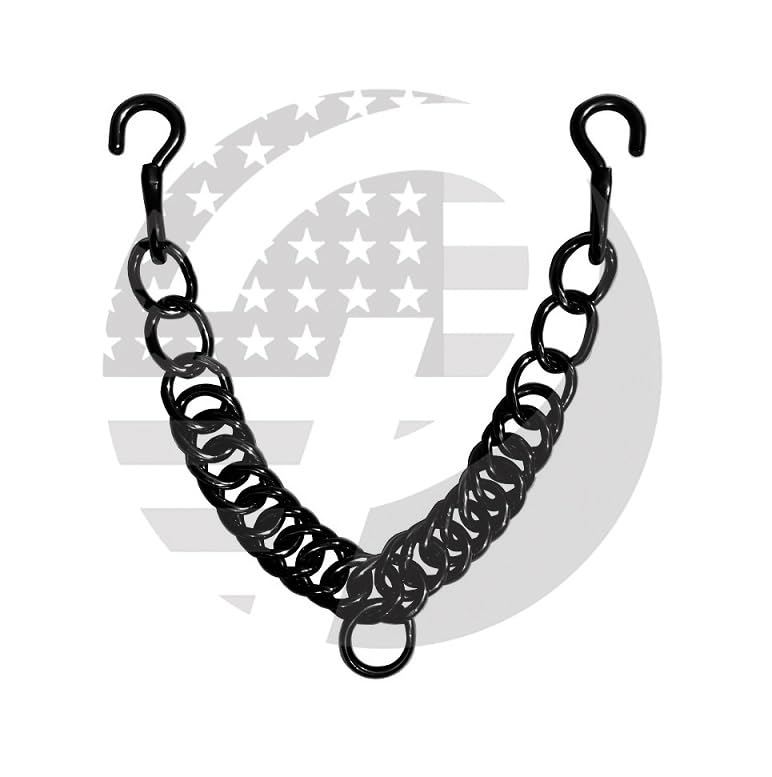 Black Horse Chain for Bit Western English Bit, Horse Curb Chain Stainless Steel Double Link with Hooks