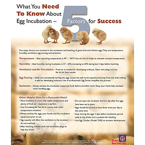 Farm Innovators Model 2450 Pro Series Digital Circulated Air Egg Incubator with Automatic Egg Turning and Humidity Control, 41 Egg Capacity | 4 dozen egg capacity; auto turner; integrated fan; digital display w/temperature, humidity, days to hatch; large