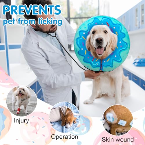BEAUTYZOO Dog Cone Collar Alternative After Surgery,Pet Neck Donut E‑Collar | Soft Cone for Dogs to Stop Licking, Adjustable Recovery Collar for Large Medium Small Pets, Not Block Vision - Donut Blue, M - color: Blue Donut, size: M(Neck:13"-16")