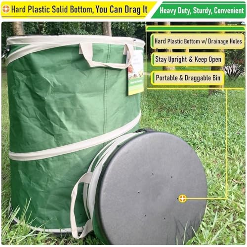 24-Gallon Collapsible Trash Can (19x21 in) Hard-Shell Bottom Leaf Bag,Yard Waste Bags,Garden Debris Bag,RV Camp Waste Bin,Pop-Up Trash Can,Recycling Bin,Laundry Hamper,Lawn Grass Clippings,Weed Barrel - style: 24 Gallon Bag with Gardening Gloves