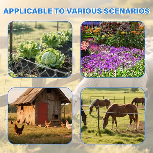 Solar Electric Fence Charger 8 kV Hight Power Energizer, 10000mAh Lithium Battery & 3W Solar Panel - Ideal for Livestock, Pet, Poultry, Gardens, Orchards Protection