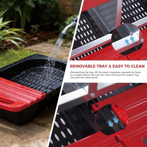 Galvanized Steel Chicken Nesting Box 3 Compartment with Pull Out Tray, Roll Away Nest Boxes for Laying Hens Egg Collection, Wall Mount Poultry Nest Box for Coop with Handle, Red - color: Red, size: 3 Compartments