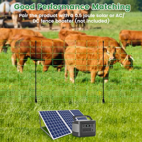Electric Fence Netting, 35.43" H ×164 L' Portable Livestock Fencing for Sheep, Cattle, Net Fencing Kit with 14 Posts Double Spiked, Movable Poultry Netting for Backyards, Homesteaders, Farms Ranches - size: 164 * 35.43