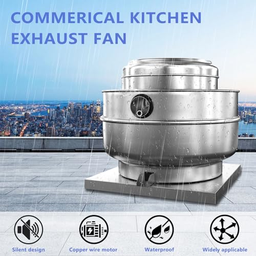 Restaurant Hood Grease Rated Exhaust Fan- Food Truck High Speed Direct Drive Centrifugal Upblast Exhaust Fan 1HP 110 Volt Single Phase Motor 3500 CFM - size: 1HP