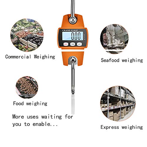 Hanging Weight Scale Industrial Heavy Duty for Farm, Hunting, Bow Draw Weight, Big Fish & Hoyer Lift with Accurate Sensor Digital, Professional (660LBS Orange) - color: 660LBS Orange
