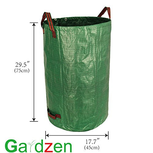 Gardzen 3 Pack 32 Gallon Garden Waste Bags Reusable Heavy Duty | Gardening Bags for Lawn and Yard Cleanup, Reusable Leaf Waste Bags for Leaves, Grass Clippings and Outdoor Debris - size: 1 Count (Pack of 3)