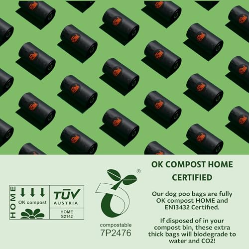Tuff Pets Certified Compostable Dog Poop Bags with Handles, 12 Thick Rolls | Heavy Duty Poop Bags for Dogs, Leak Proof with Easy Tie Handles - style: Green - Certified Compostable