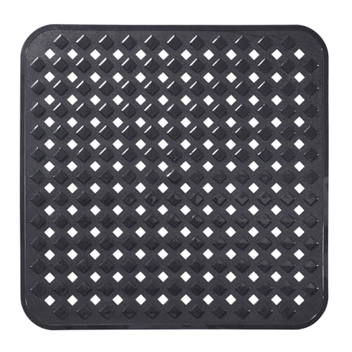 Yimobra Square Shower Mat Non Slip, Super Strong Suction Cups, 21"X21" Bath Tub Mat with Drain Holes, Machine Washable Fast Draining Bath Mats, Bathroom Essentials,Black - color: Black, size: 21 X 21 Inch