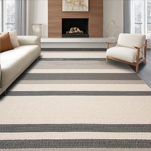 Flatwoven High Traffic Area Rug 6x9, Modern Entryway Rug Striped Design, Non Slip, Stain Resistant, Washable Area Rugs for Living Room, Bedroom (Beige, 6x9) - color: Beige/Pattern 9, size: 6' x 9' (Rectangular)