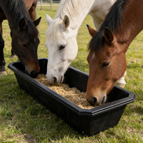 5 PCS Heavy Duty Rubber Feed Pan, 10 Quart/2.5 Gallon Square Feed Bucket | Heavy Duty Feed and Water Tubs for Horses, Goats, Pigs and Livestock, Durable Square Design for Barn, Stable and Farm Use - size: 17.3 × 12 × 5.1in