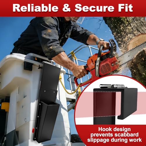 Bucket Chainsaw Scabbard, Universal Heavy Duty Steel Chainsaw Holder | Impact Protection Chainsaw Scabbard with Protective Liner & Portable Handle for ATV UTV Truck Tractor Utility Vehicles