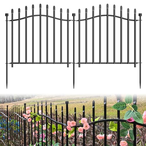 No Dig Garden Fence 24" H x 22.5'L Decorative Yard Dog Outdoor Panels - size: 24 in(H)