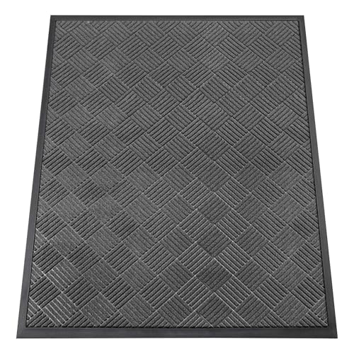 Front Door Mat Outside Entrance, Dirt Trapper Doormat 60" x 48" | Absorbent Indoor Outdoor Welcome Mat for Entryway, All Weather Commercial Floor Mat for High Traffic Area, Diamond Grey - color: Grey Diamond, size: 4' x 5' (Rectangular)