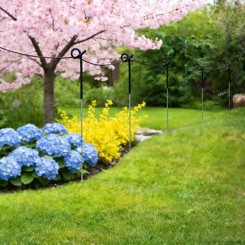 10 Pack 39 Inches Black Heavy Duty Step in Fence Post Pig Tail Electric Fencing Post Temporary Metal Fence Stakes for Garden Electric Fencing and Yard Protection - color: Black