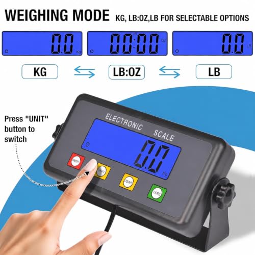 SurmountWay Large Shipping Scale 440lbs, 15.3”x11.8” Stainless Platform | Tare/Count/Auto-Off, Easy Read LCD Display, 3 Units, High Accurate, Portable Design For Packages, Business & Warehouse